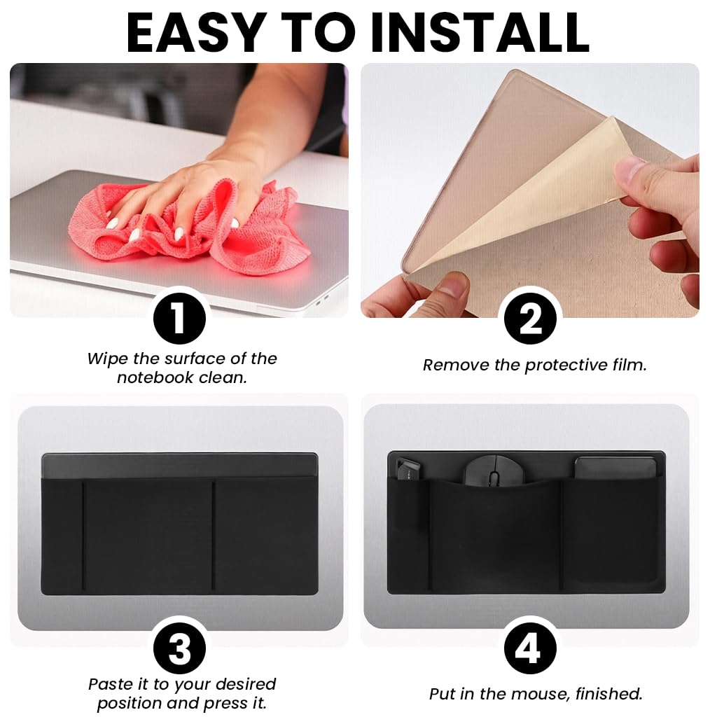 ZORBES Laptop Organizer for MacBook with 3 Pockets and Traceless Adhesive | PU 26.4x13cm Sleeve