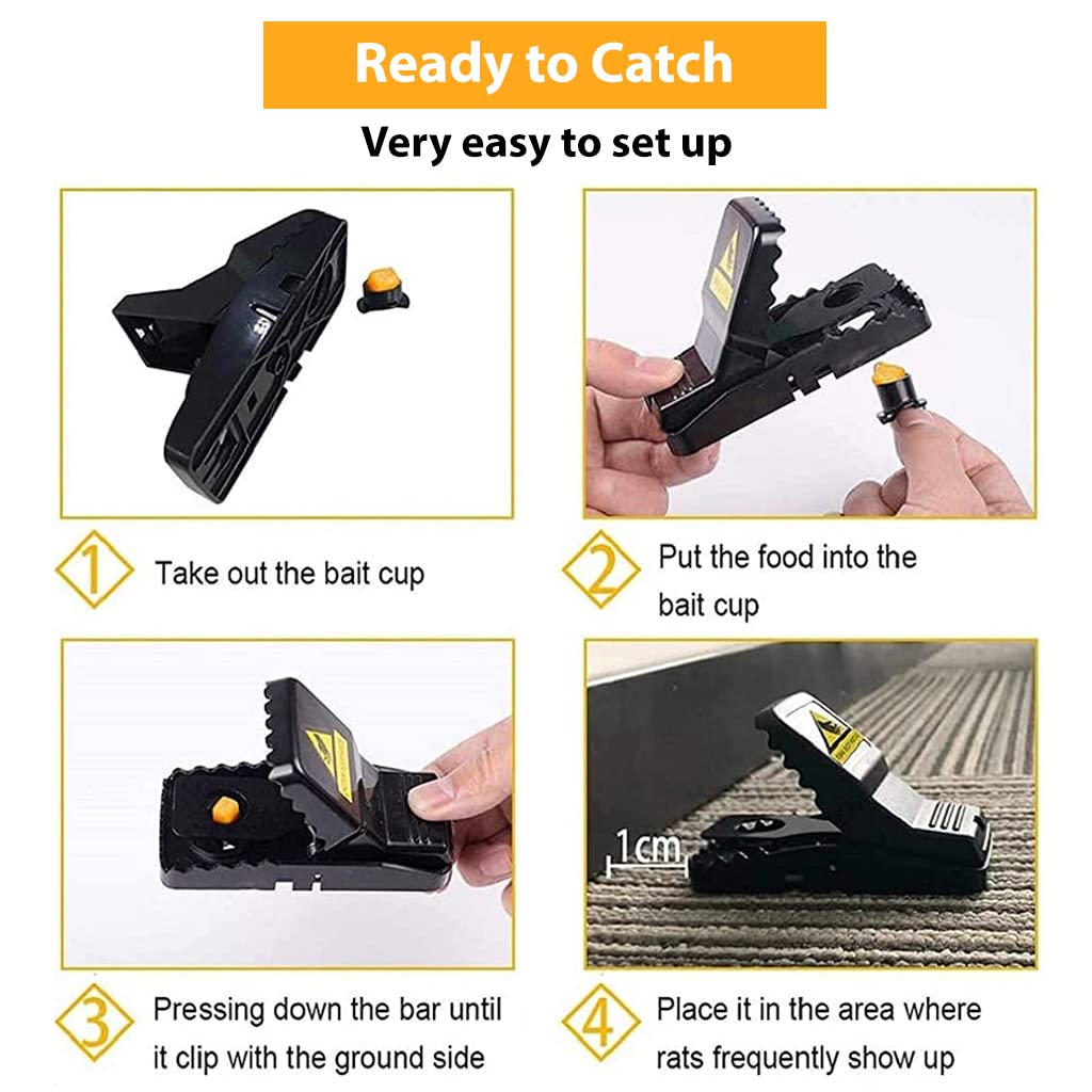 Supvox Rat Traps 6 Pack for Indoor and Outdoor Use featuring Quick Trigger Mechanism | Reusable ABS Plastic Mouse Catcher 14×7.5×7.3 cm