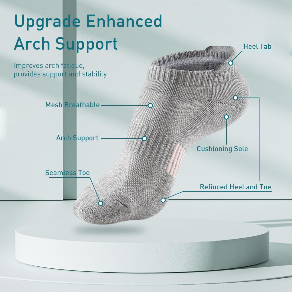 MAYCREATE Men's Running Ankle Socks for Summer Wear with Breathable Cotton Blend | 5 Pairs