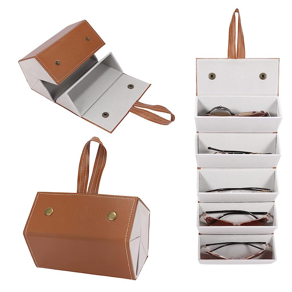 GUSTAVE Sunglasses Organizer Case for Travel with 5 Compartments and Hanging Foldable Design