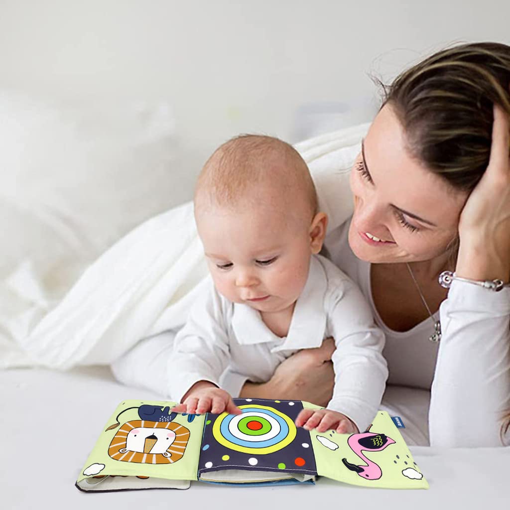 SNOWIE SOFT® Cloth Books for Babies, Newborn Toys, Double Side Infant Tummy Time Toys for babiesTear Resistance Can Make Sound Hangable Cloth Book On Cradle for Toddler Visual Development Toy