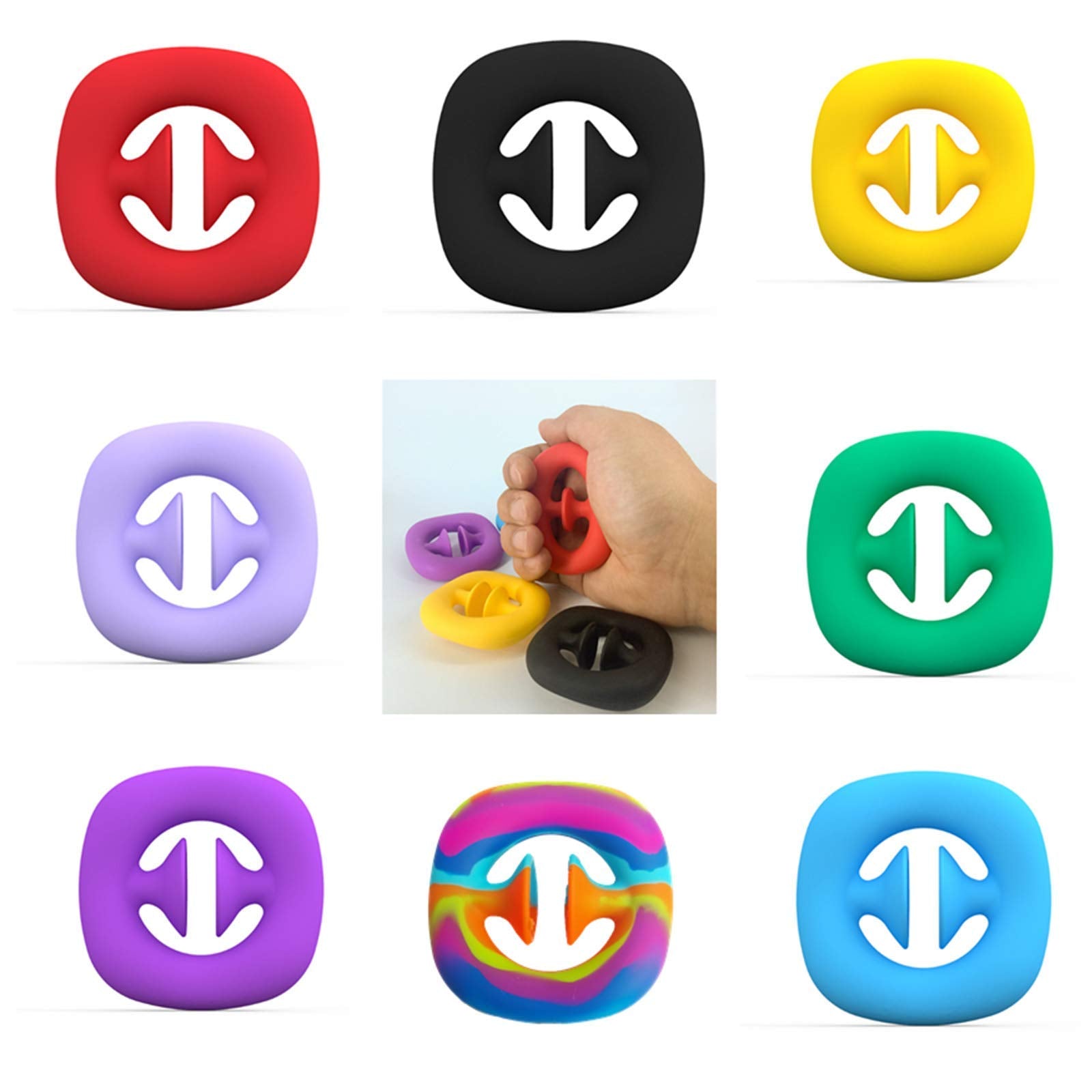 PATPAT Fidget Toys Pop It Grip Strength Device Stress Relief Sensory Hand Toy Anti-Anxiety Squeeze Click Finger Anxiety Relief Toys Silicone Grip Toy for Kids and Adults (Rainbow) (Rainbow)