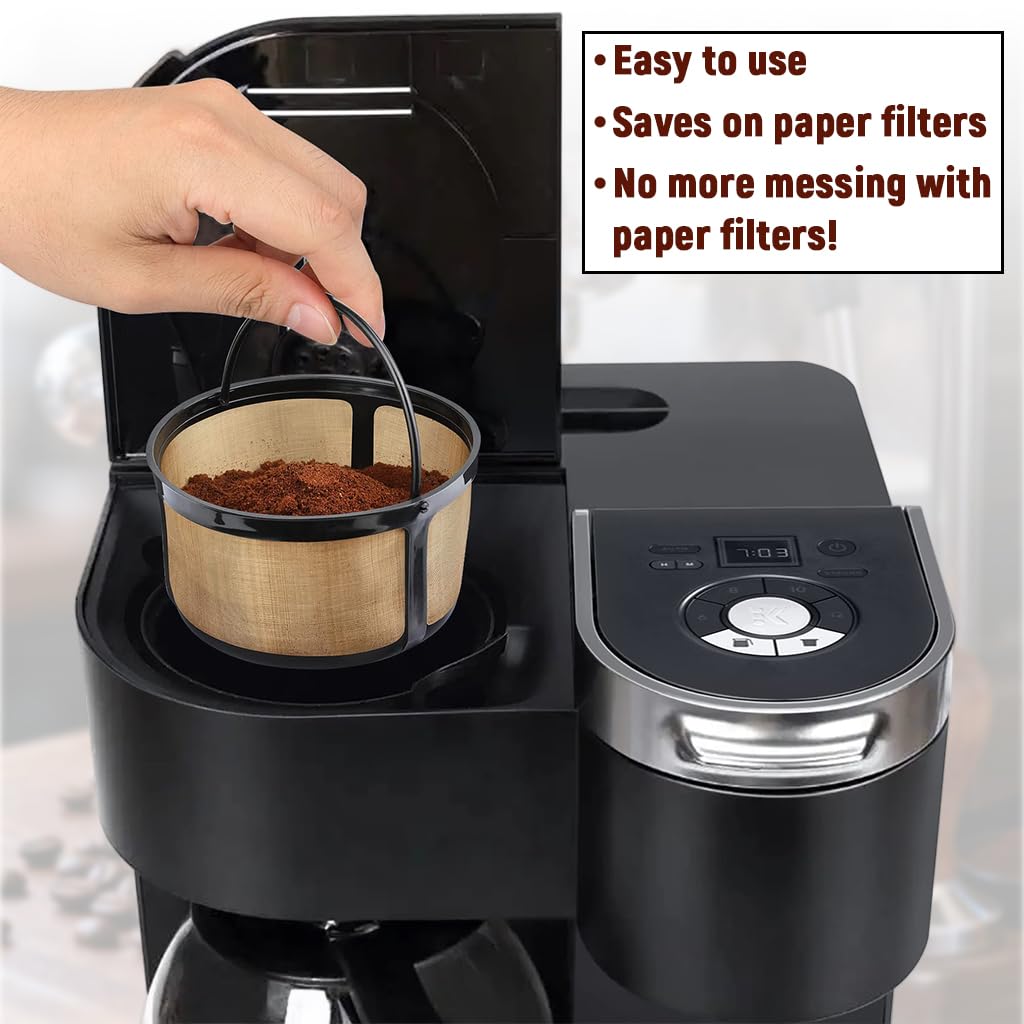 Supvox Coffee Filter Basket for 4-5 Cup Makers with 3.5 in Diameter Mesh and Handle | Reusable Stainless Steel