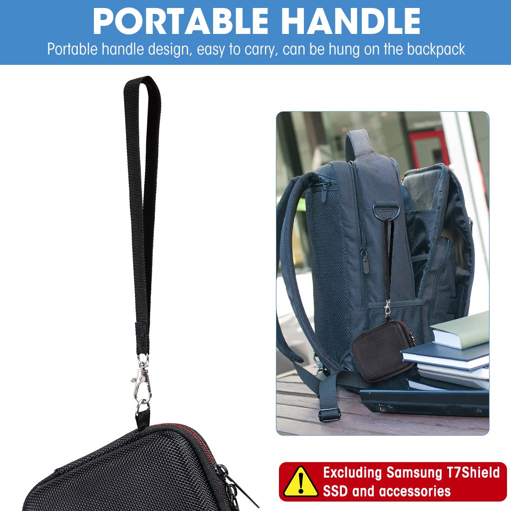 Zeitel Carrying Case for Samsung T7 Shield SSD featuring 5.51×3.93×1.37 in EVA Protection | Black Travel Storage Bag