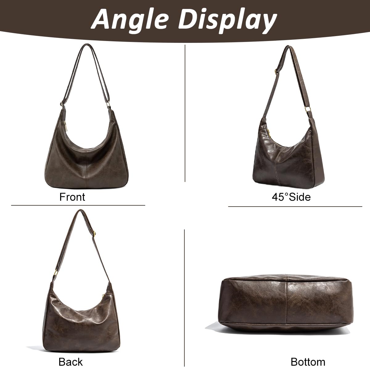 PALAY Crossbody Bag for Women featuring 32x10x23cm size with zip closure and adjustable strap | Brown vegan leather shoulder purse