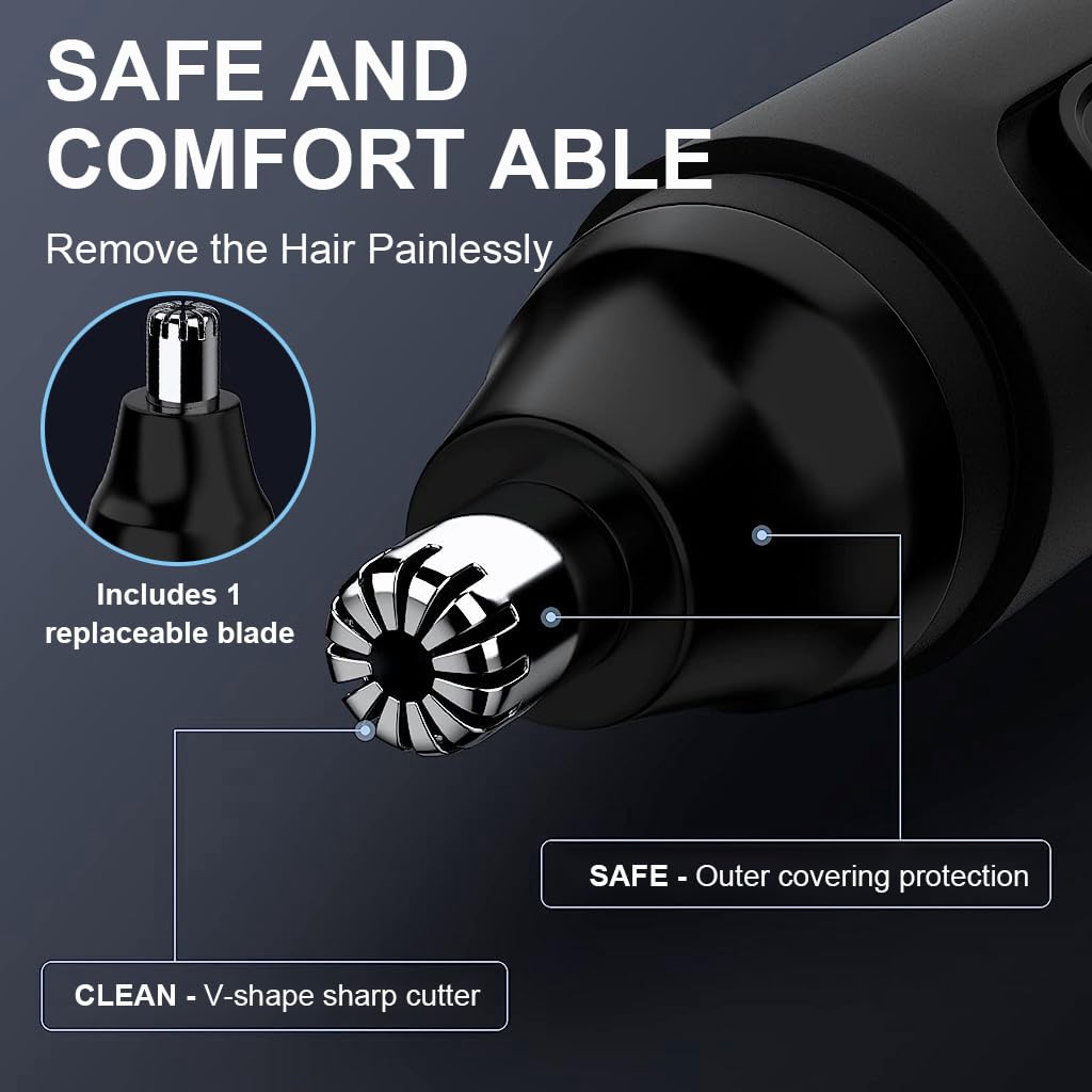 HANNEA Electric Nose Hair Trimmer for Men with 8000 RPM Motor and 360° Rotating Blade | USB Rechargeable IPX5 Waterproof Design