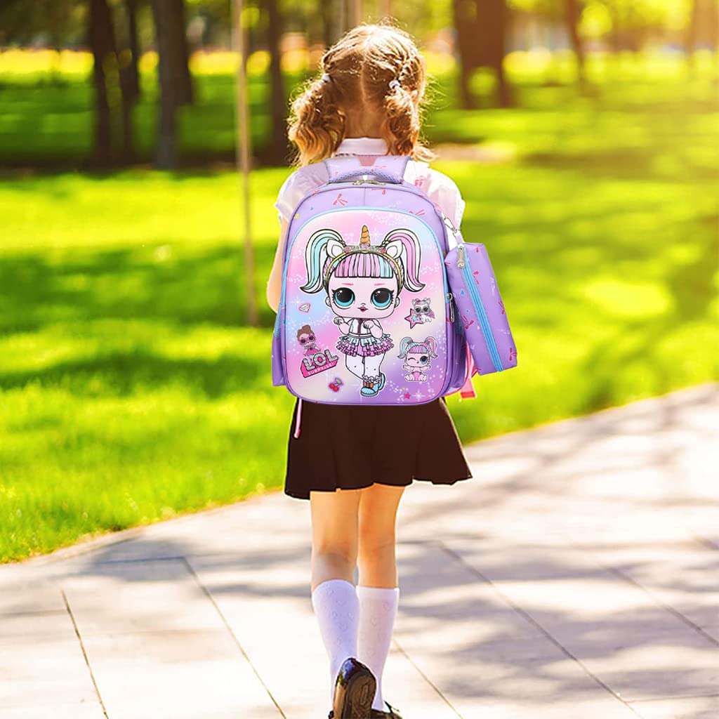 PALAY Small Backpack for Girls with 37×29×12cm Capacity and Ergonomic Padded Straps | Violet Waterproof School Bag with Pencil Case