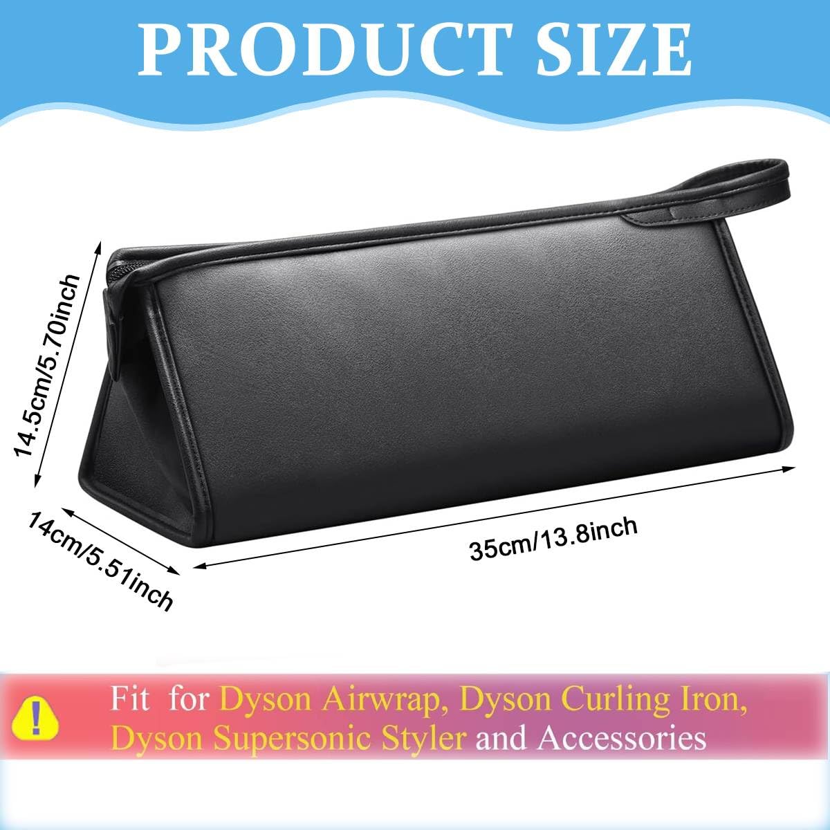 MAYCREATE® PU Leather Travel Case for Airwrap Styler Supersonic Hair Dryer, Waterproof Anti-Scratch Dustproof Shockproof Protection Portable Storage Bag Travel Gift Case, Black