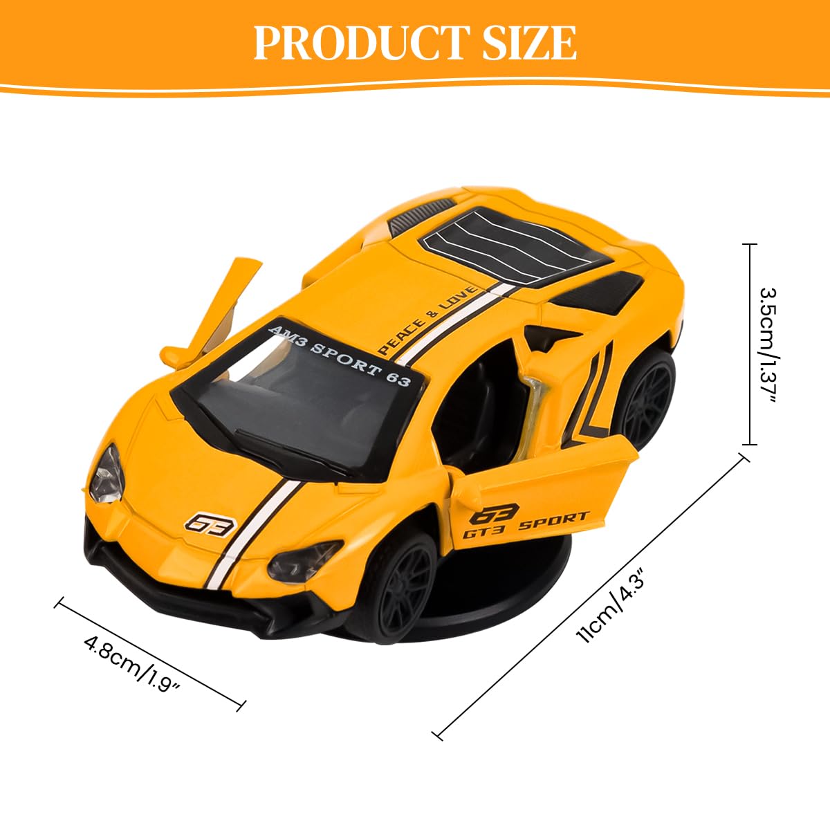 STHIRA Mini Drift Car Model for Dashboard Decor with 4.3 in Alloy Body and Open Doors | Collectible Display