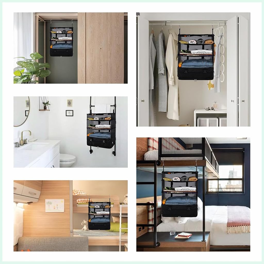 HASTHIP Wardrobe Hanging Organizer for Space Saving Storage with Folding Design | Polyester Fabric