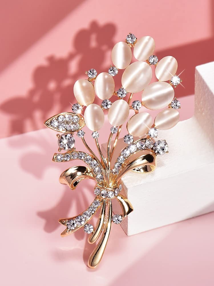 SANNIDHI Brooch Set for Women featuring Alloy and Diamond Design | 2PCS Fashion Accessory