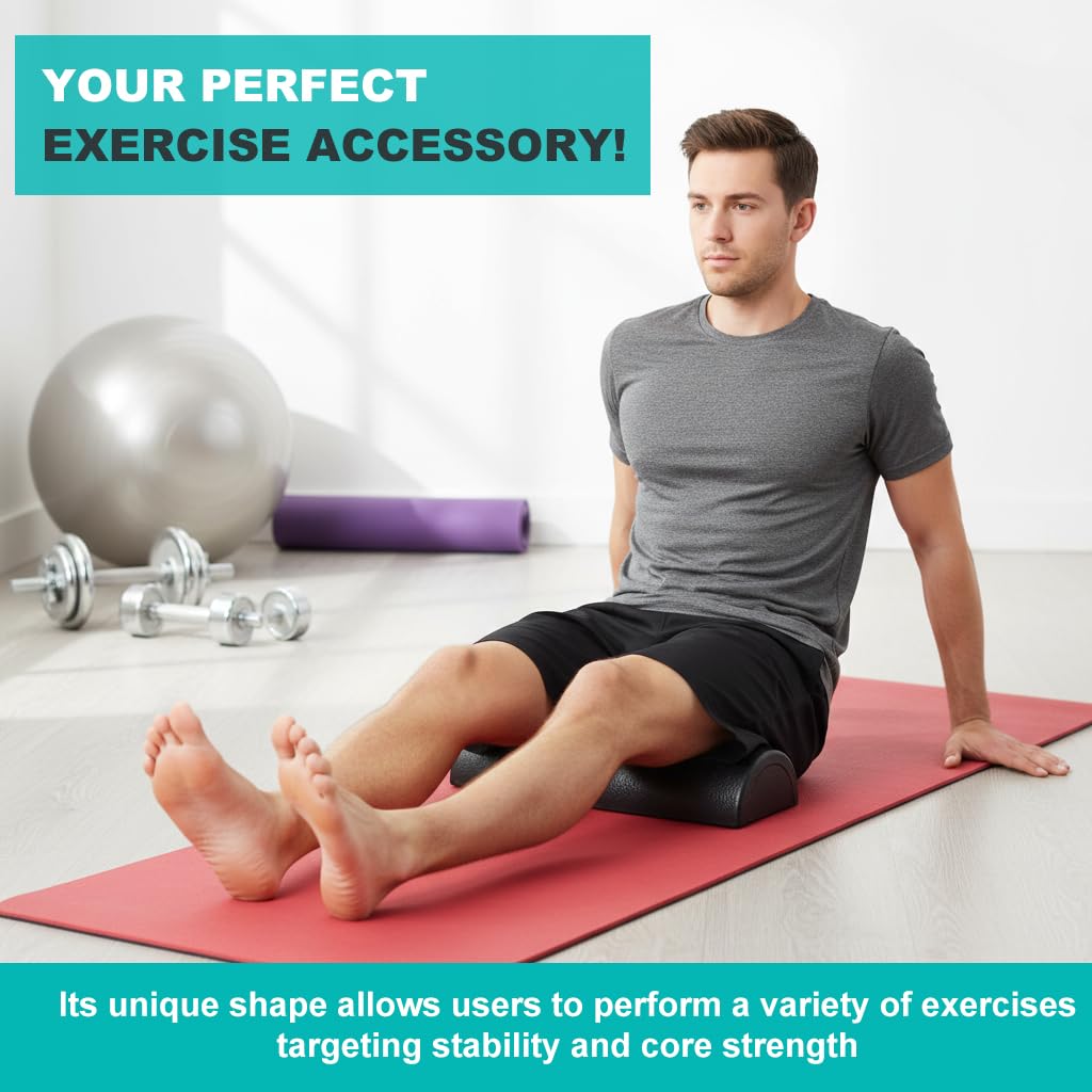 Proberos Half Round Massage Roller for Gym Exercise with Dual Texture Nodes and 45cm EPP Foam | Muscle Relief and Balance Training