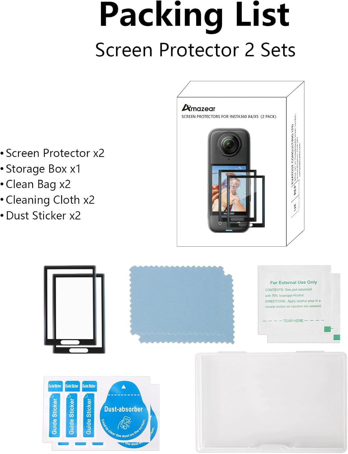 ZORBES Screen Protector for Insta360 X5 featuring Curved Tempered Glass 9H Hardness | 6PCS