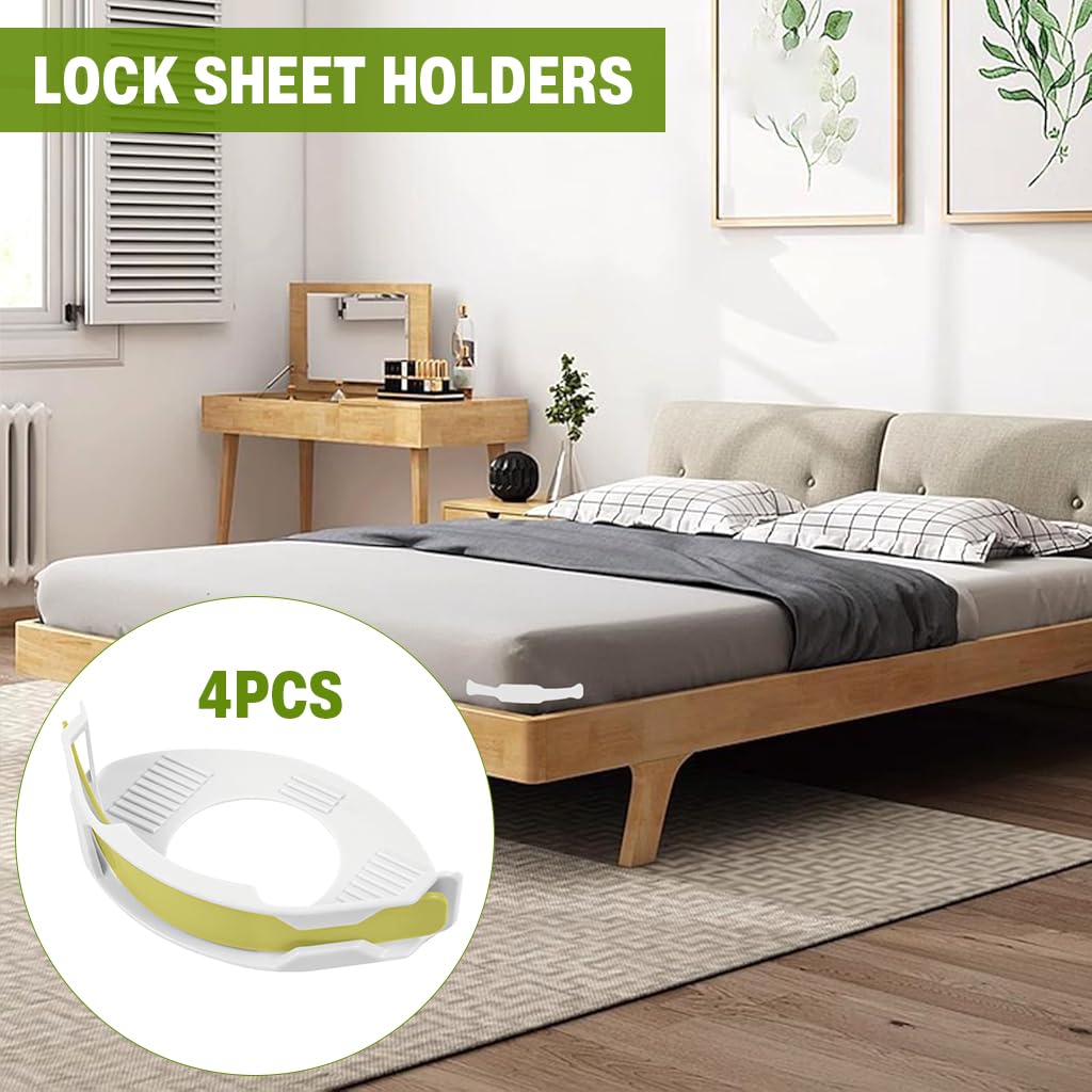 HASTHIP Fitted Sheet Fasteners for Secure Bedding with Curved Clamp Design | Pack of 4