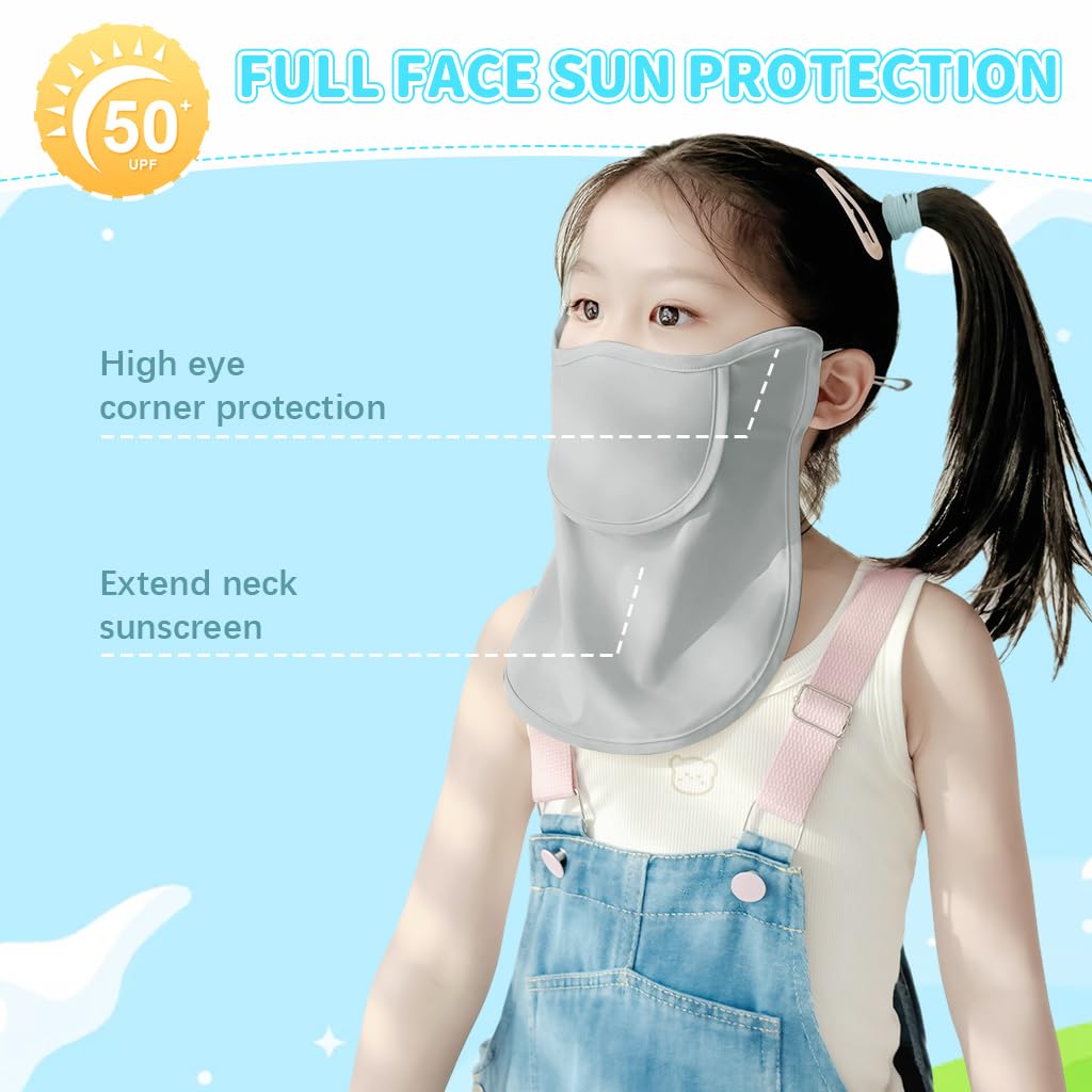 SNOWIE SOFT Face Mask for Kids with UPF 50+ Sun Protection featuring Adjustable Ear Loops and Ice Silk Fabric