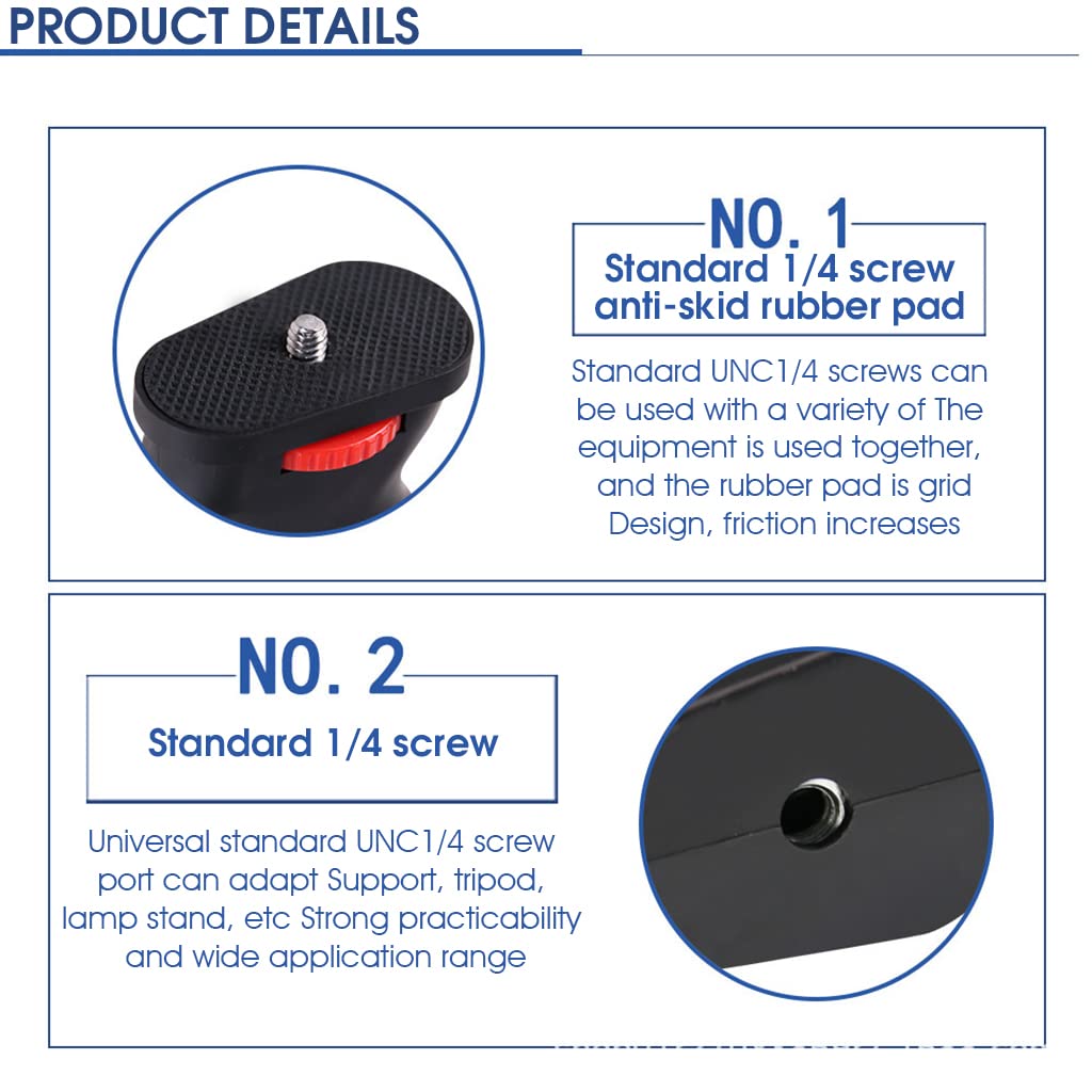 ZORBES Camera Holder for Video Shooting with 1/4 Screw and Red Knob | 125mm ABS Grip