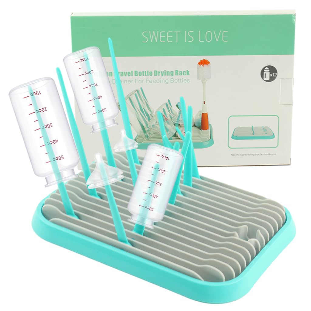 SNOWIE SOFT Baby Bottle Drying Rack for 10 Bottles with Adjustable Racks and PP Tray | 30.3×20.4×3.5 cm Space-Saving Design