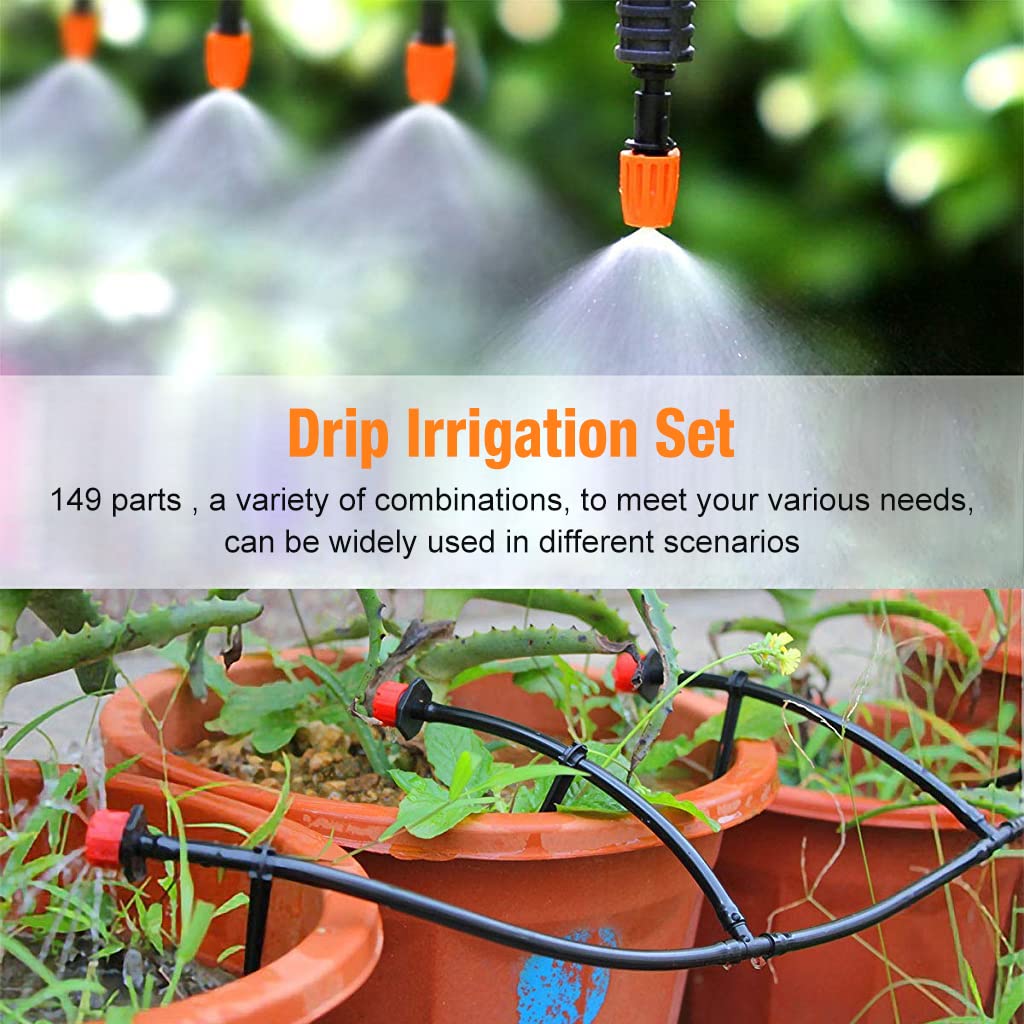 HASTHIP® Drip Irrigation Kit for Home Garden 30 Plants with 30m Adjustable Micro DIY Irrigation Kit, Heavy Duty Drip Irrigation Accessories For 30 Pot with Install Kit