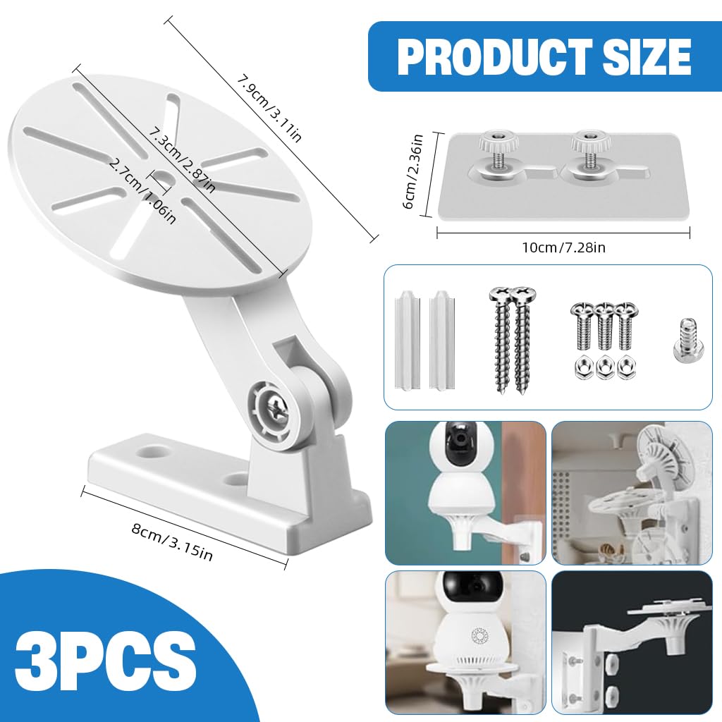 ZORBES Security Camera Wall Mount for Indoor Outdoor Use with Screw Fixing | 3Pcs Adjustable Stand