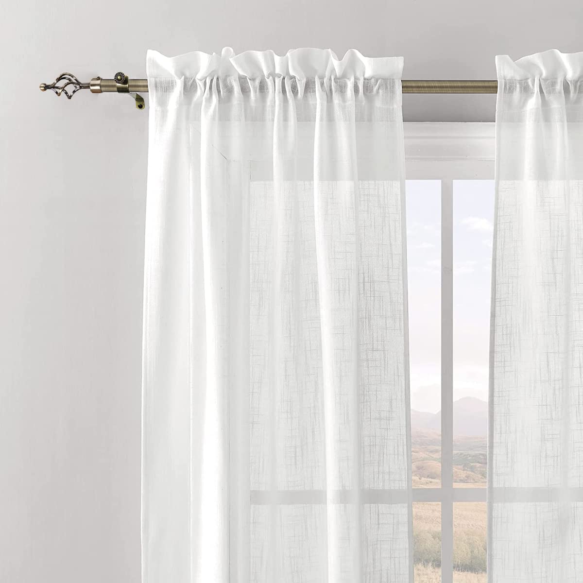 HASTHIP Curtain Rod for Windows adjustable 40 to 79 in with swirl finials and iron build | bronze finish