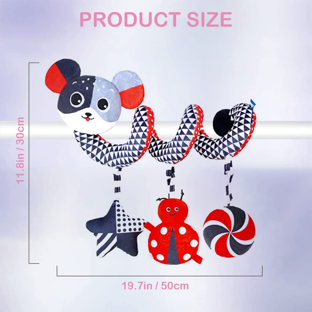 SNOWIE SOFT Hanging Toys for Babies with Mirror and Spiral Design | Plush Rattle Sensory Toy