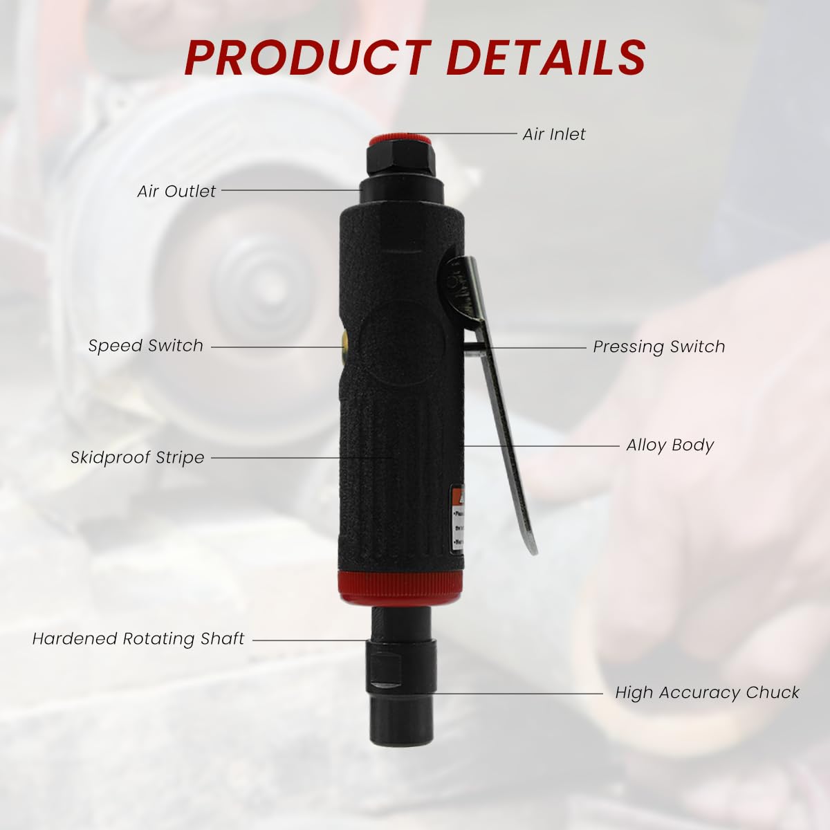 Serplex Air Die Grinder Kit for Metal and Woodwork with 25000RPM Speed | Compact Design