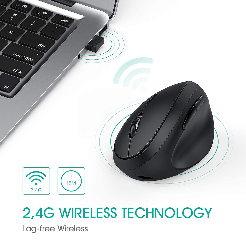 Verilux Wireless Vertical Mouse with Ergonomic Rechargeable Design for Small Hands | Reduce Wrist Pain