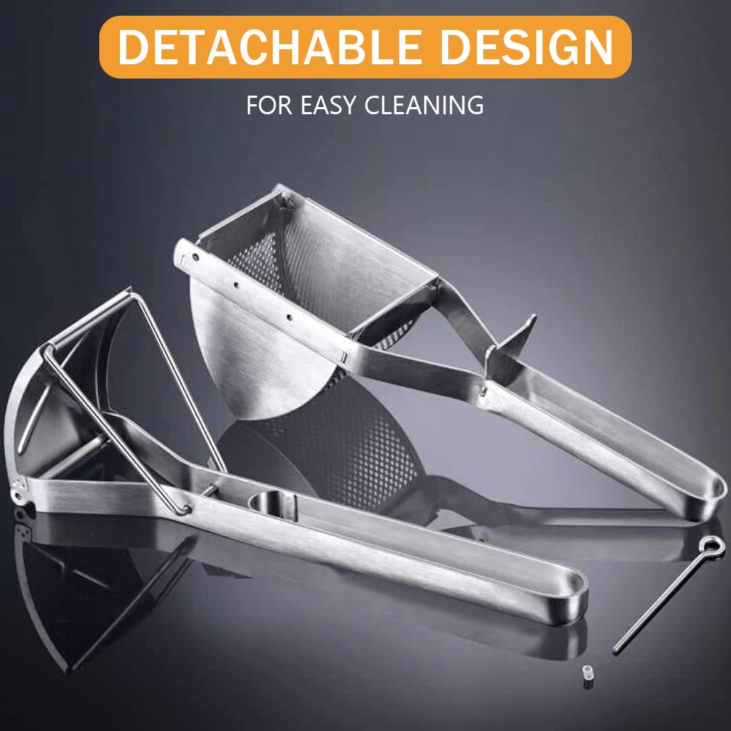 Supvox Kitchen Manual Potato Masher, Manual Press Hand Fruit Juicer, Multifunctional Foodgrade Stainless Steel Potato Mesher Heavy Duty Manual Juicer Kitchen Tool