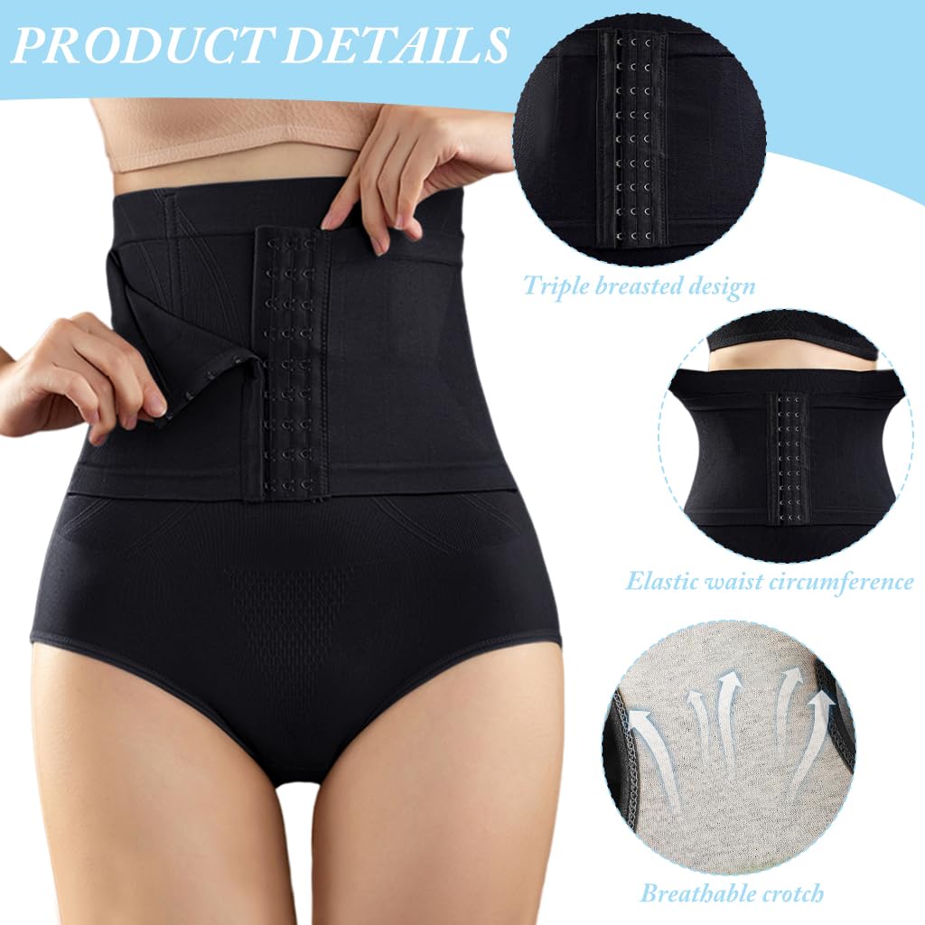 PALAY Shapewear Tummy Control Panties for Women with 3 Row Buckle Design & Neoprene Material | XL Plus Size Body Shaper for Postpartum Recovery