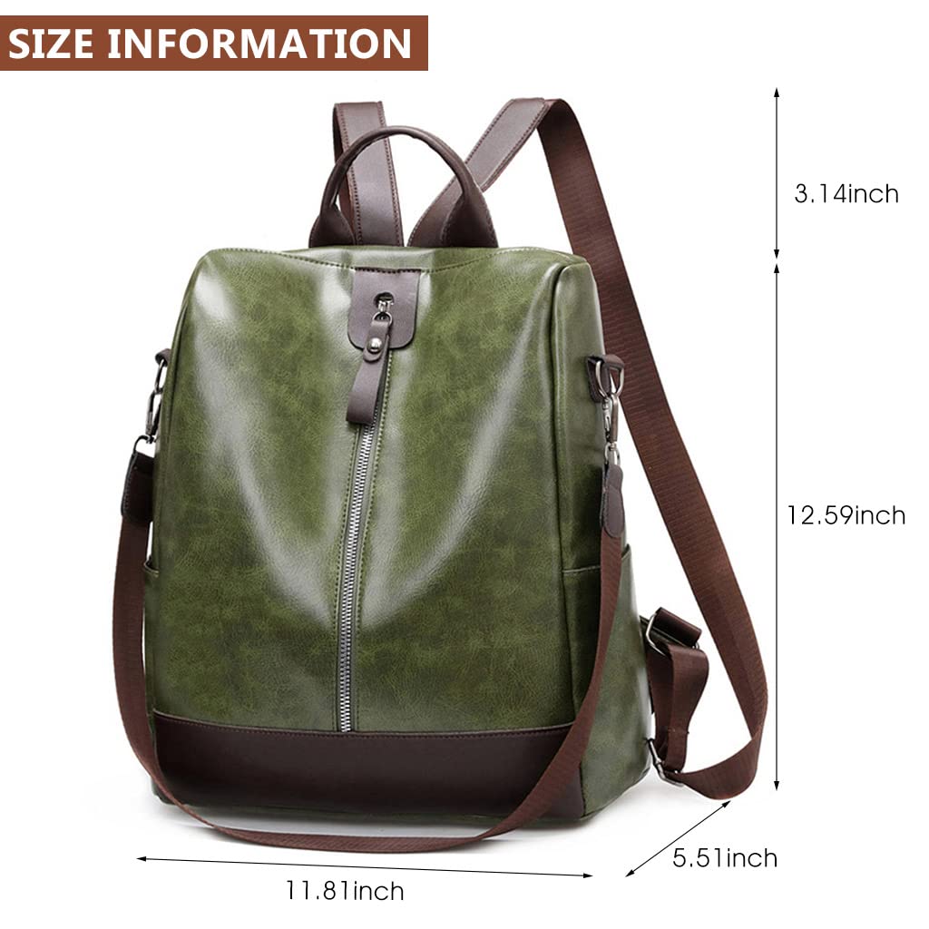 ZIBUYU® Shoulder Backpack for Women, Girls Stylish Latest Soft PU Leather Shoulder Bag for Women, Girl Travel Backpack College Bag Purse Women and Girls Gift for Bag Backpacks - Green