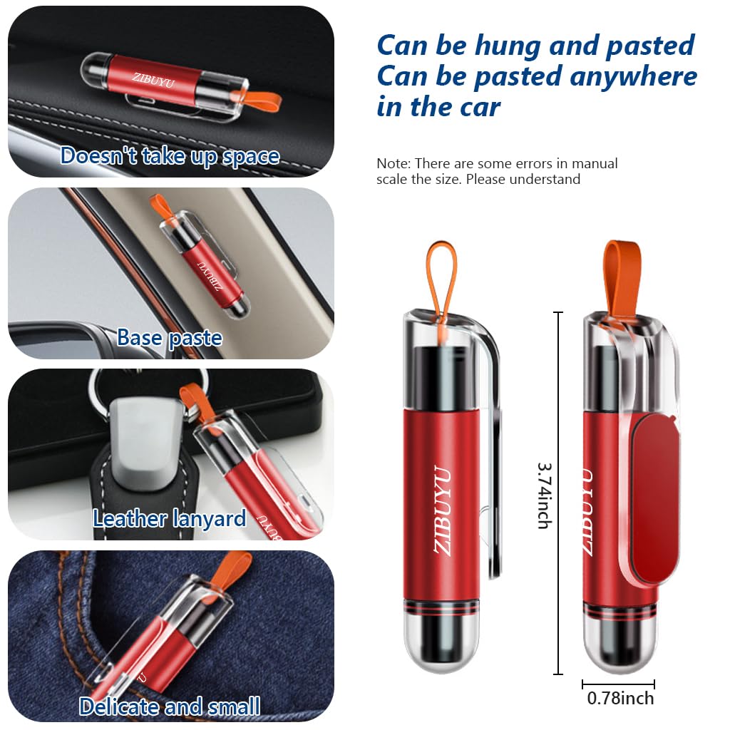 ZIBUYU Car Emergency Window Breaker for Vehicle Escape with 4x0.9 in Mini Design and Tungsten Steel Blade | Aluminum Alloy Seat Belt Cutter Keychain Tool