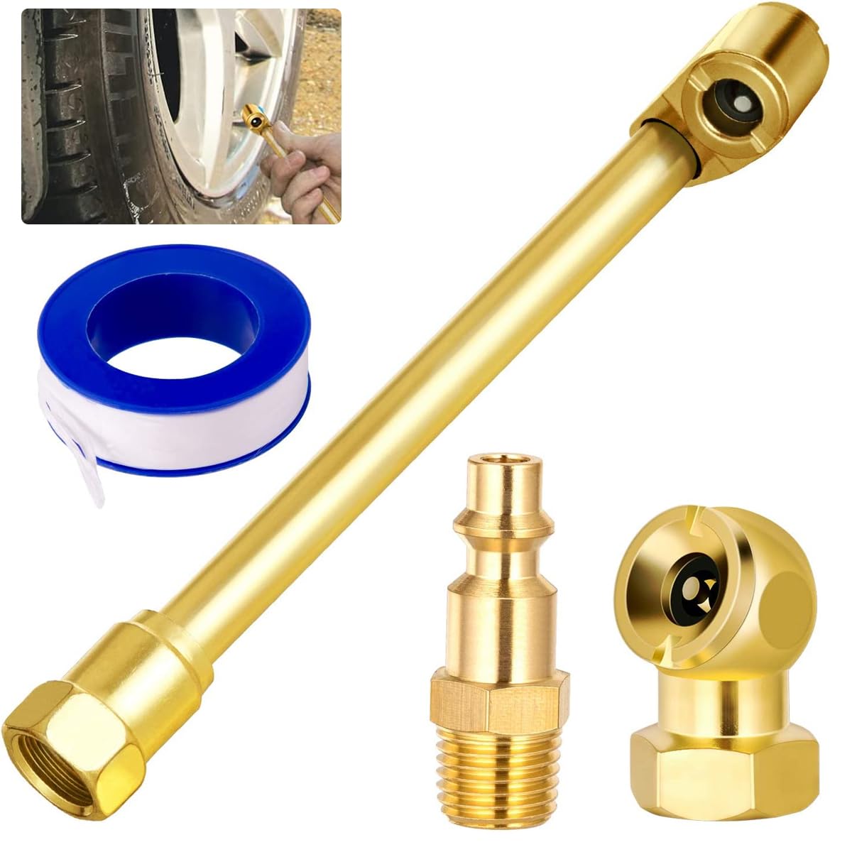 STHIRA Air Chuck Set for Tire Inflation featuring Dual Head 1/4 Inch NPT Connectors | Brass Construction