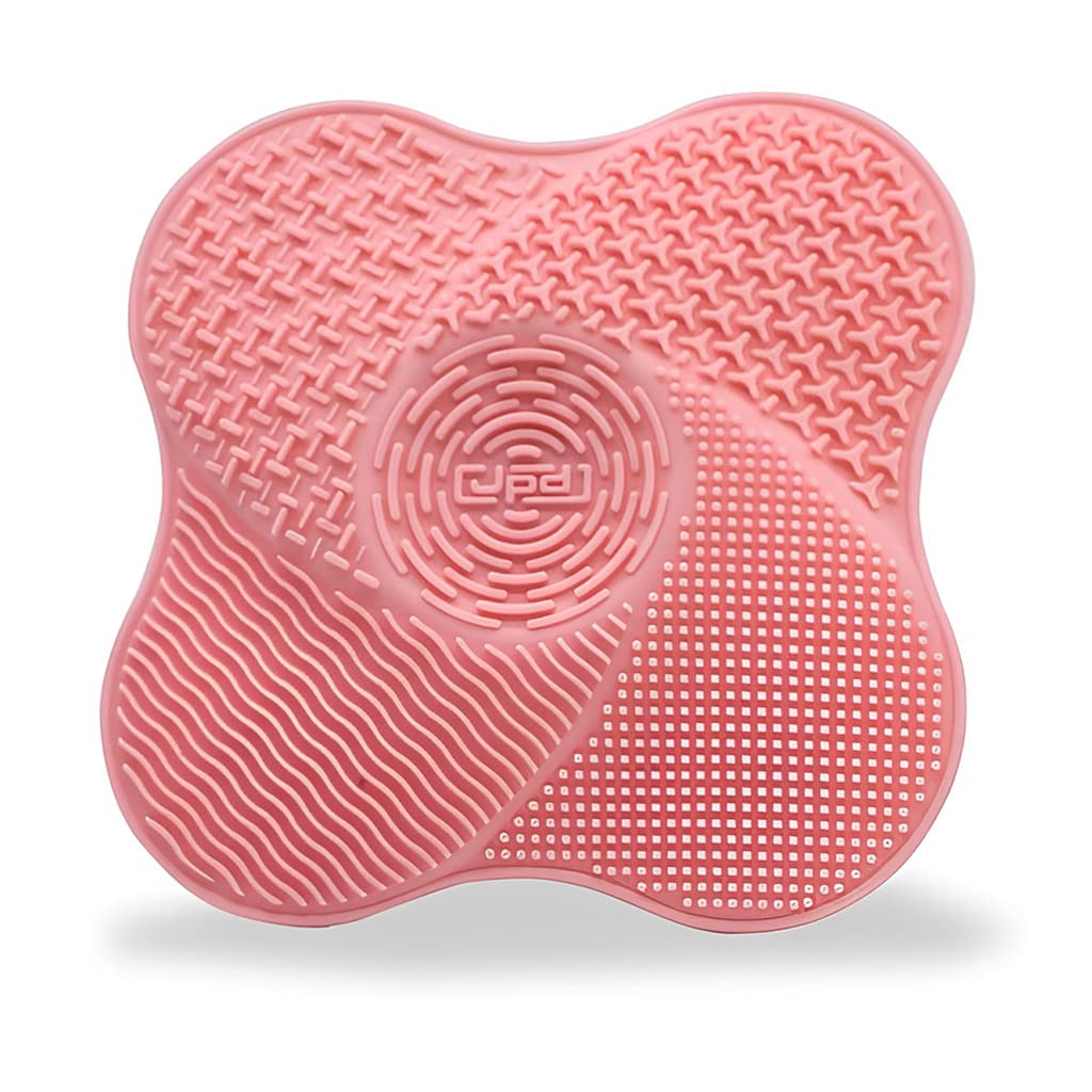 MAYCREATE Makeup Brush Cleaning Pad for Quick Brush Washing with 5 Textures and Suction Cups | Pink Silicone