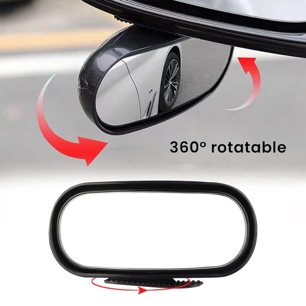 STHIRA® 2PCS Blind Spot Mirror For Car Curved HD Outside Strong Backing Glue 360° Fine Adjusting For Van SUV Trucks
