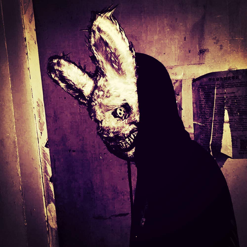 PATPAT® Halloween Party Mask, Scary Mask Bloody Bunny Mask, Plush Head Mask, Cosplay Costume Props Halloween Party Decorations (White)