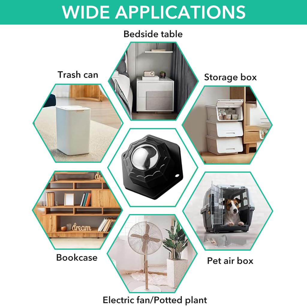 HASTHIP caster wheels for furniture and DIY projects featuring 360° swivel design | 8pcs 20mm self adhesive heavy duty build