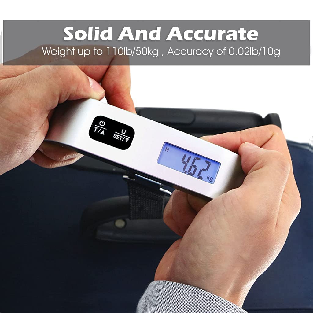 ZIBUYU Luggage Weighing Scale, 110lb, LCD Weighing Scale for Luggage, Travel, Flight Weighing Scale for Luggage, Luggage Scale, Switchable Units, Tare Function, Battery Powered