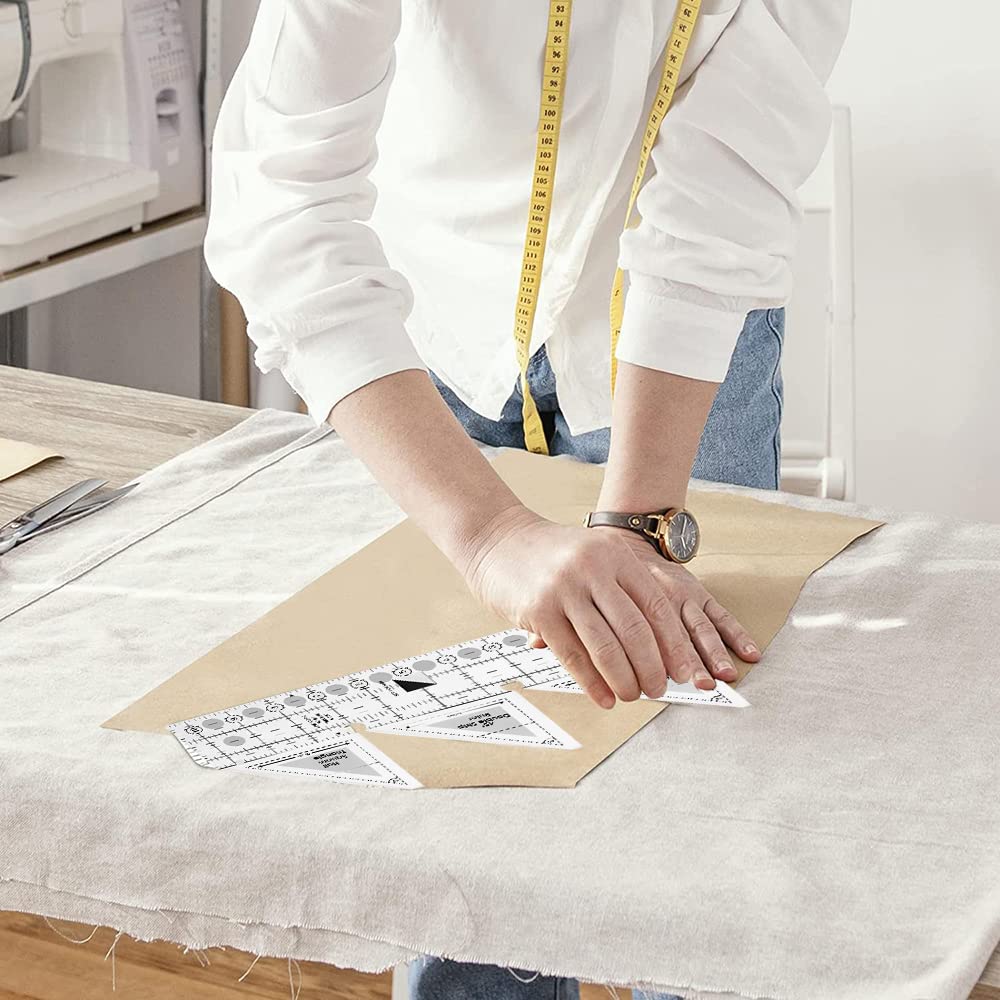 HASTHIP 45° Double Strip Quilting Ruler for Sewing with Non Slip Acrylic 10 in | Triangle Cutting Guide