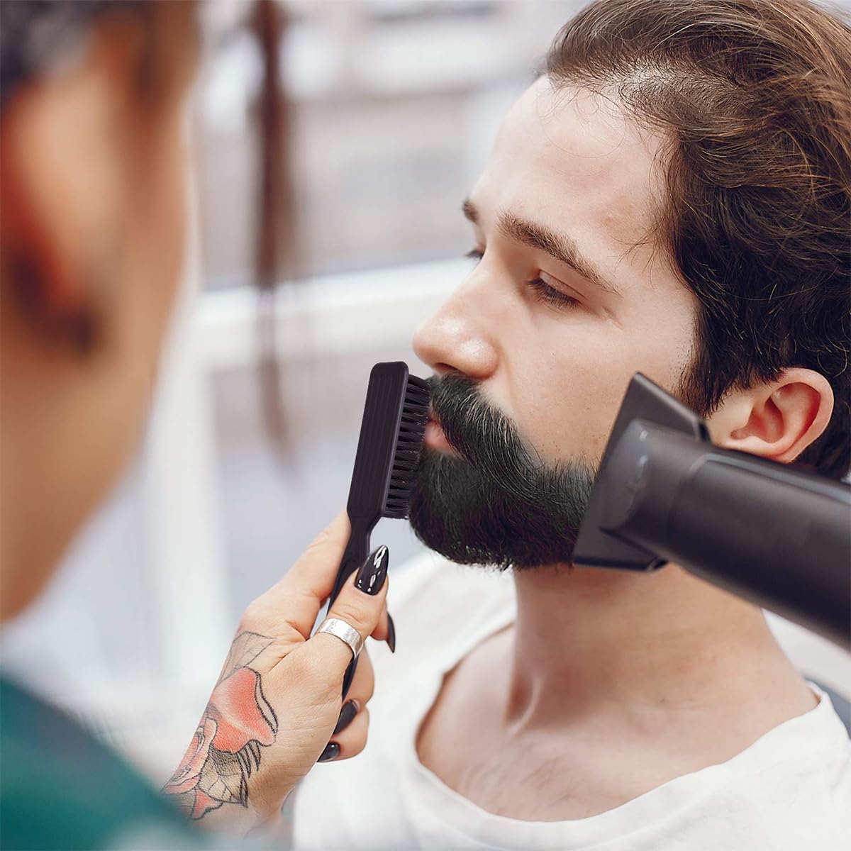 MAYCREATE Beard Pencil Filler for Men with Dual Tip Brush and Comb | Sweatproof Dark Styling