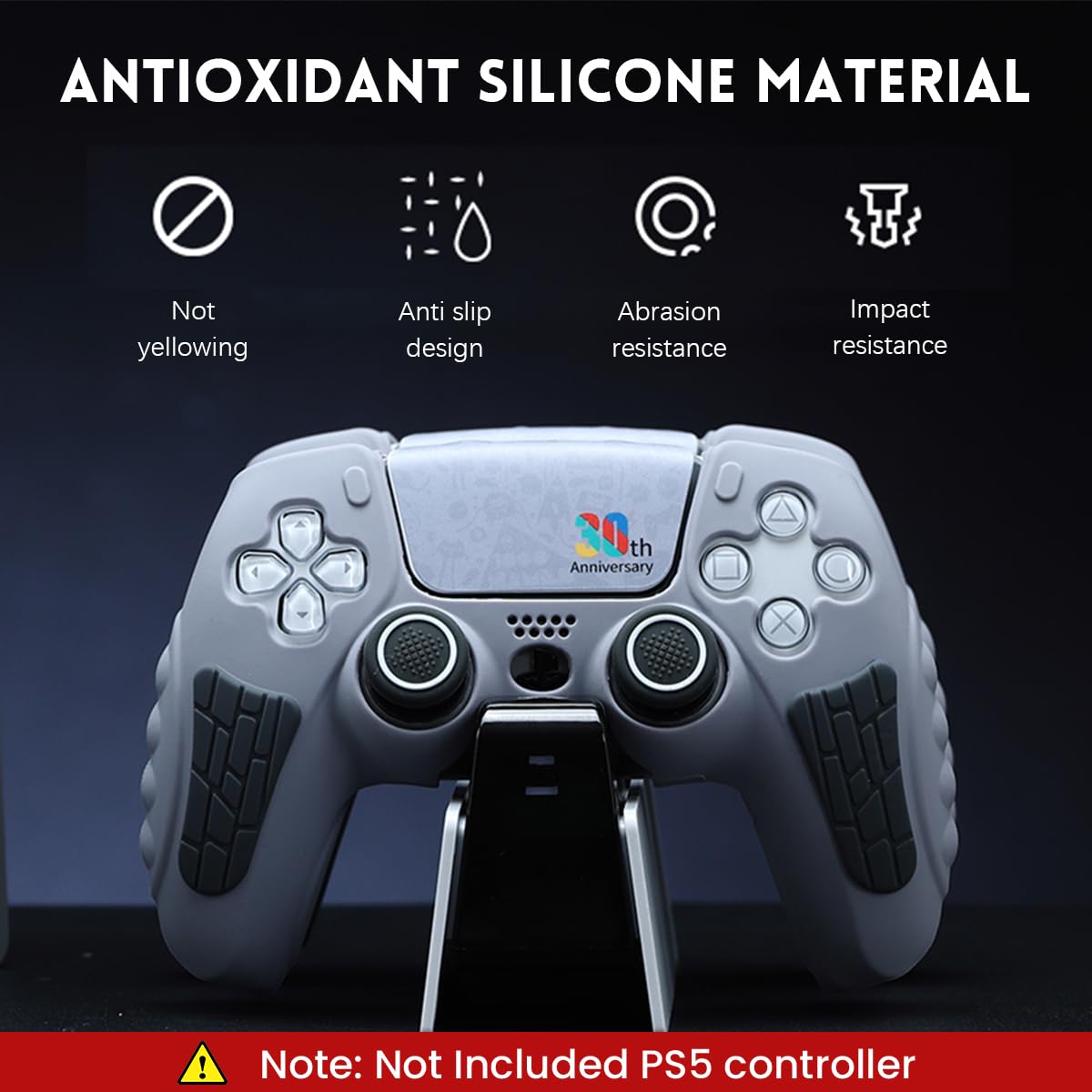 ZORBES Game Controller Silicone Cover for PS5 featuring Raised Grip Handles & 2 Thumb Caps