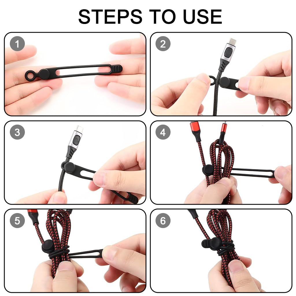 ZORBES Silicone Cable Organizer 10Pcs for Home and Travel with Wrap Around Design | Reusable Colorful Cord Ties