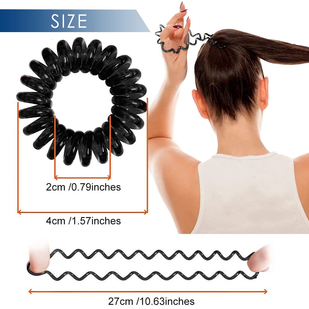 ZIBUYU  9 Pack Coil Hair Ties Spiral Hair Ties Ponytail Holder Elastic Traceless Hair Ties, Elastic Telephone Hair Ties, Coil Hair Ties for Women Girls