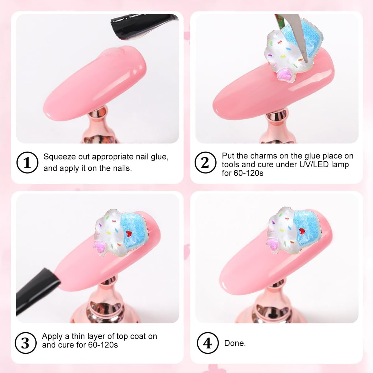 MAYCREATE 3D Candy Nail Charms for DIY Crafts featuring Lollipop and Gummy Bear Designs 2 PCS