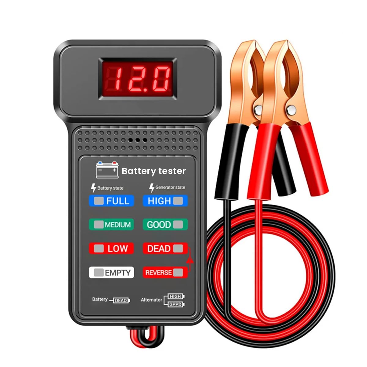 STHIRA® 12V Car Battery Tester Generator Tester Automotive, Battery Monitor Analyzer Universal Vehicle Battery Tester with LED Indicator Car Battery Trouble Shooting Universal Battery Tester