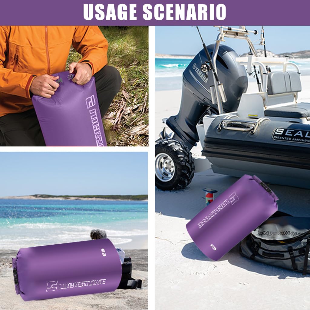 Proberos Waterproof Dry Bag for Kayaking and Camping 35L with Quick Release Buckle | Purple TPU Coated Floating Design