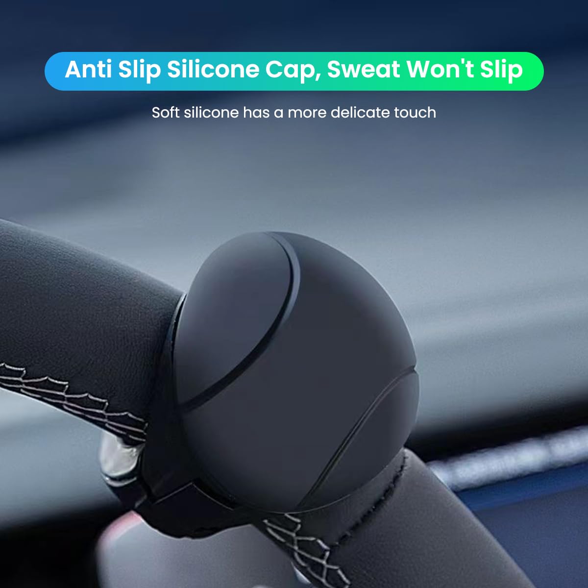 STHIRA Power Handle Car Steering Wheel Knob for Easy Control with 360° Rotatable Design and Anti Slip Silicone Cap