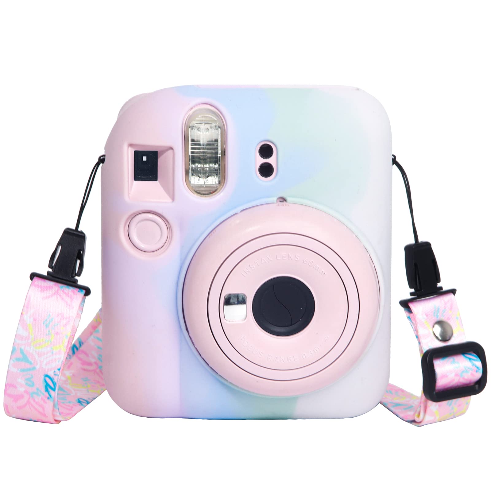 ZORBES Soft Silicone Protective Camera Case for Fujifilm Instax Mini 12 with Shoulder Strap | Featuring Hollowed Back for Quick Film Change and Fashion Gradient Design