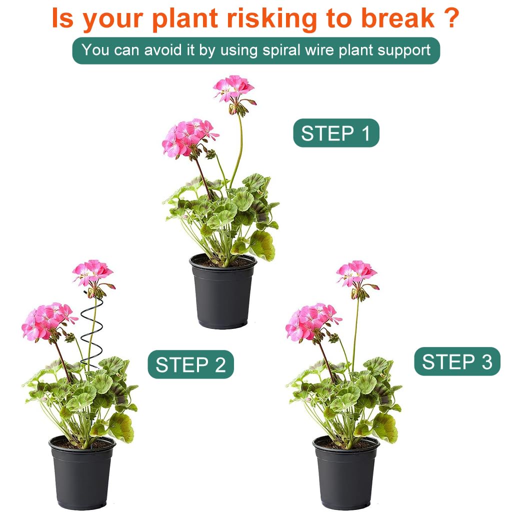 HASTHIP Plant Support Stick for Indoor and Outdoor Planters featuring 6PCS 15.75 in Spiral Metal Stakes
