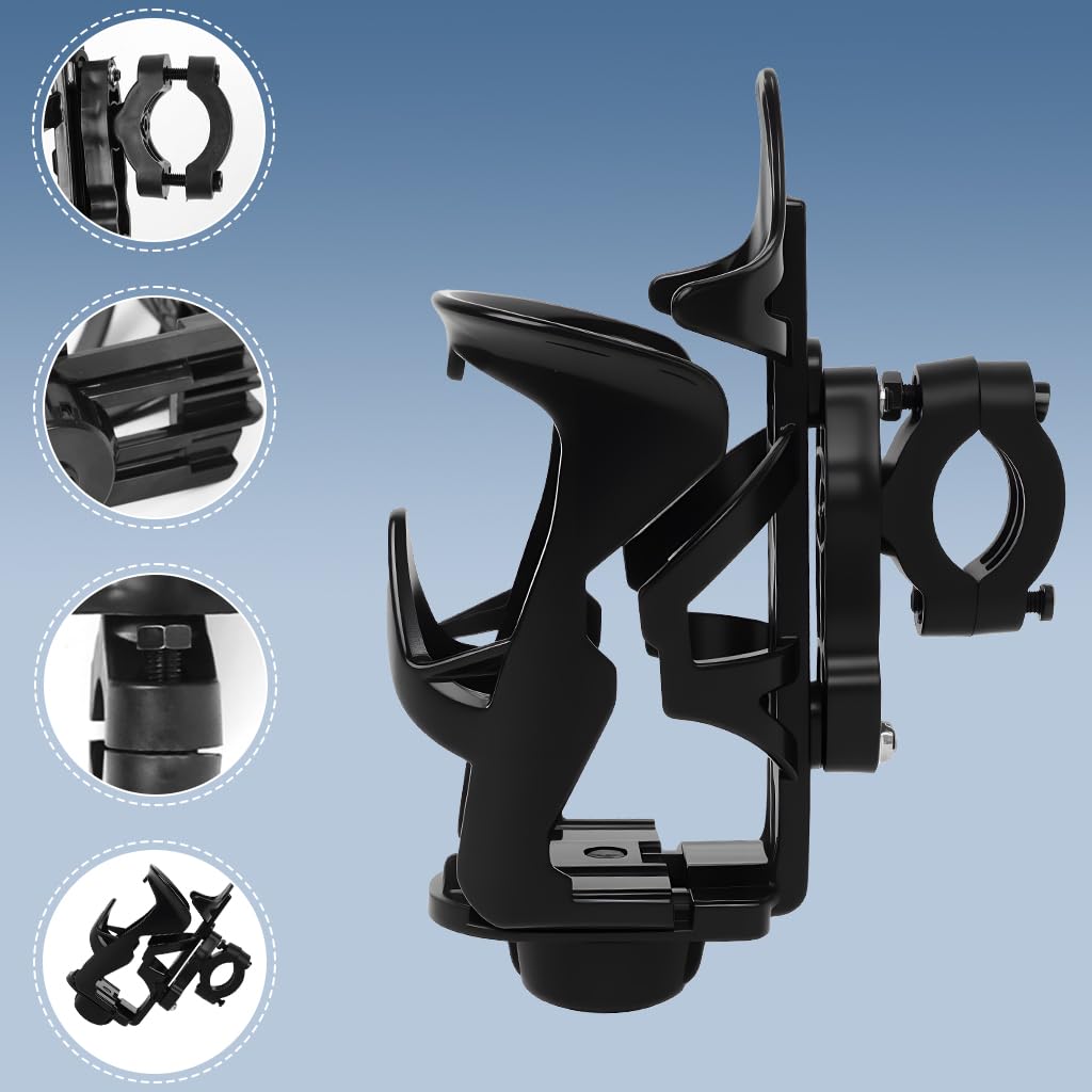 STHIRA Universal Bottle Holder for Bike and Motorcycle with Non Slip Screwfix Mount | Adjustable ABS Cup Bracket for Handlebar