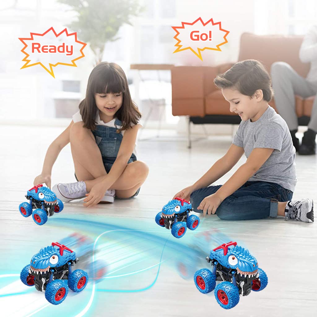 PATPAT® Dinosaur Toys Pull Back Cars for Kids, Monster Truck Car Toys for Kids, Cool Dinosaur Car Toy for 2-5 Year Old Boys & Girls, Truck Toys Vehicle Toys for Boys, Birthday Gift for Kids(Blue)